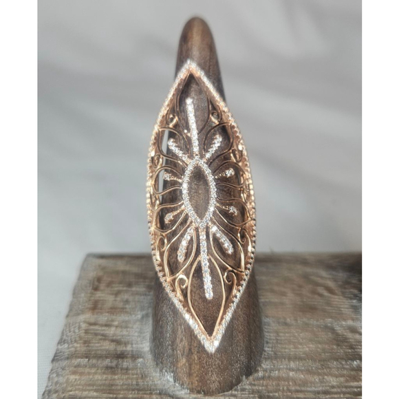 18k Gold Vermeil Over Sterling Silver Ornate Openwork Filigree Ring Sz 7 NWT - Picture 2 of 11